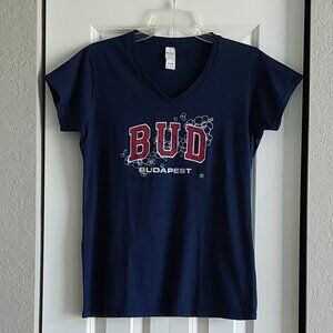 Budapest Navy Blue Floral Short Sleeved Top Women's Size XL